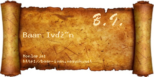 Baar Iván névjegykártya